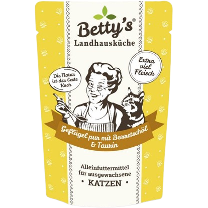 Bettys Landhausküche Katze FB Geflügel pur mit Borretschöl 100 g