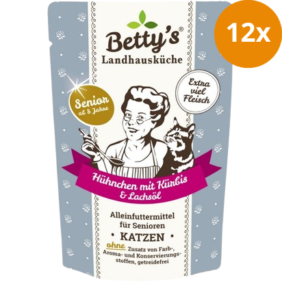Bettys Landhausküche Katze FB Senior Hühnchen mit Kürbis & Lachsöl 100 g