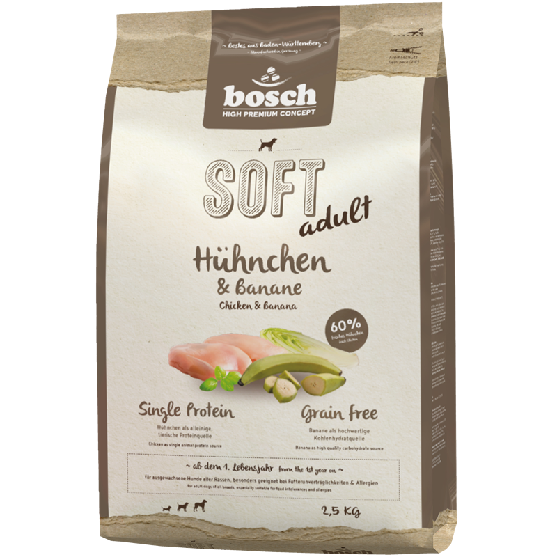 Kombipaket bosch HPC Soft Maxi Wasserbüffel & Süßkartoffel 2,5 kg + bosch HPC Soft Hühnchen & Bananen 2,5 kg