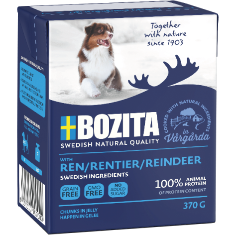 Bozita Happen 24 x 370 g – Probiermix in Gelee: Lachs, Rentier & Hühnchen