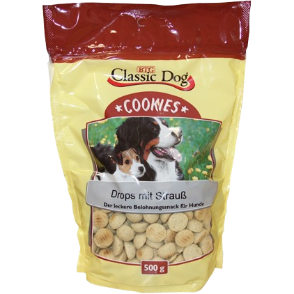 BTG Classic Dog Snack Cookies Drops mit Strauß 500 g