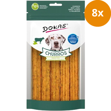 DOKAS Dog Churros mit Rinderleber, Süsskartoffel & Mehlwurm | Hundesnack