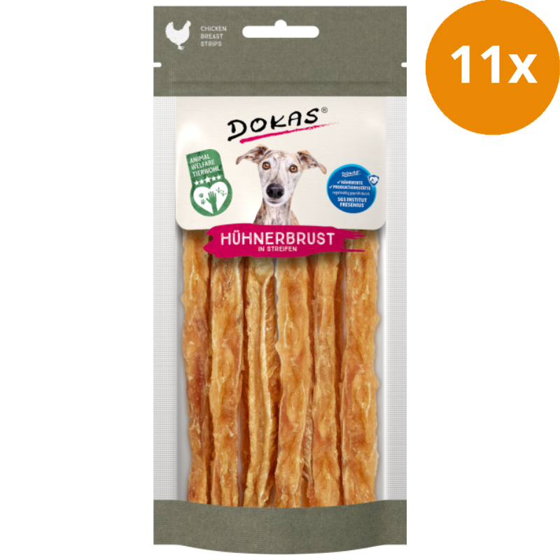 DOKAS Hühnerbrust in Streifen 50 g | Hundesnack
