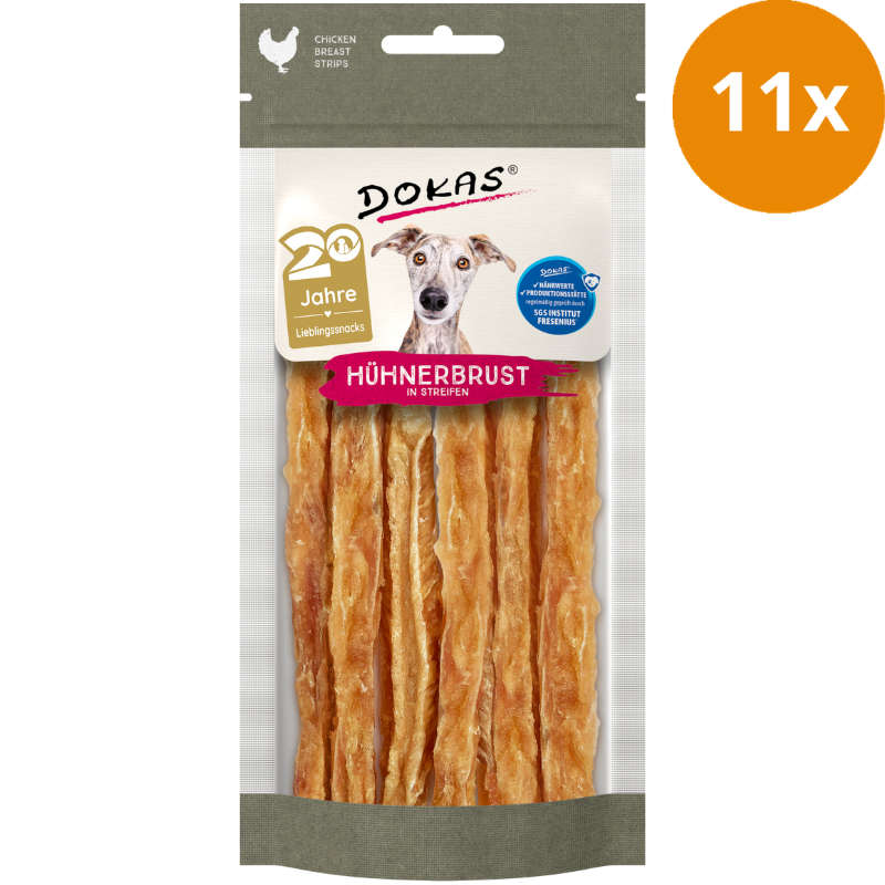 DOKAS Hühnerbrust in Streifen 50 g | Hundesnack