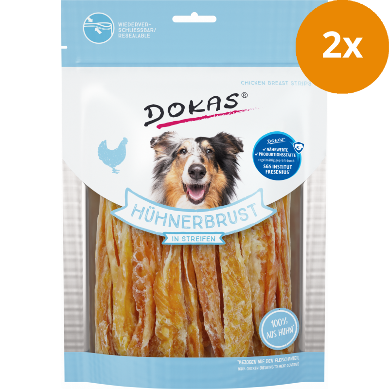 DOKAS Hühnerbrust in Streifen 250 g | Hundesnack