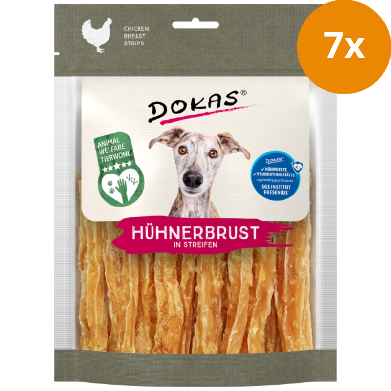 DOKAS Hühnerbrust in Streifen 170 g | Hundesnack