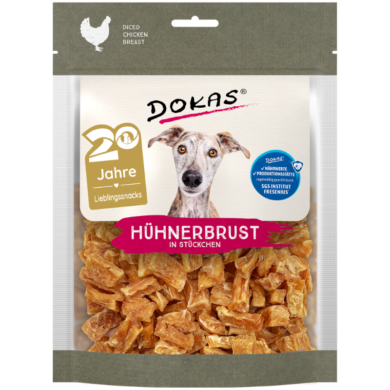 DOKAS Hühnerbrust in Stücken 170 g | Hundesnack