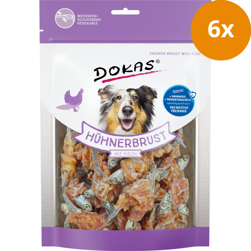 DOKAS Hühnerbrust mit Fisch 220 g | Hundesnack