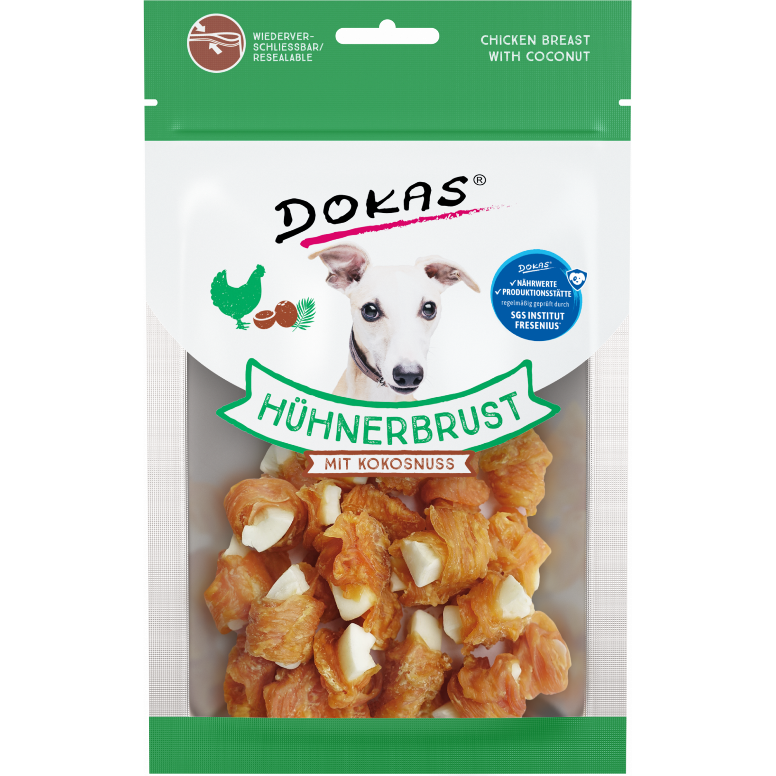 DOKAS Hühnerbrust mit Kokosnuss 60 g | Hundesnack