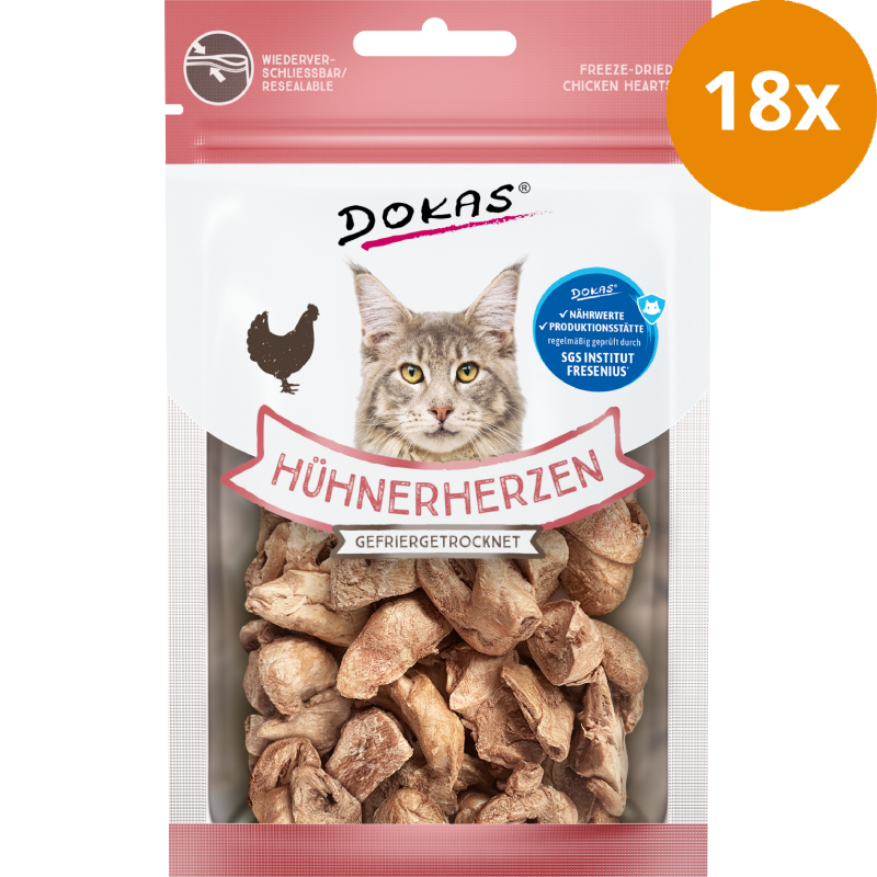 DOKAS Hühnerherzen gefriergetrocknet 15 g | Katzensnack