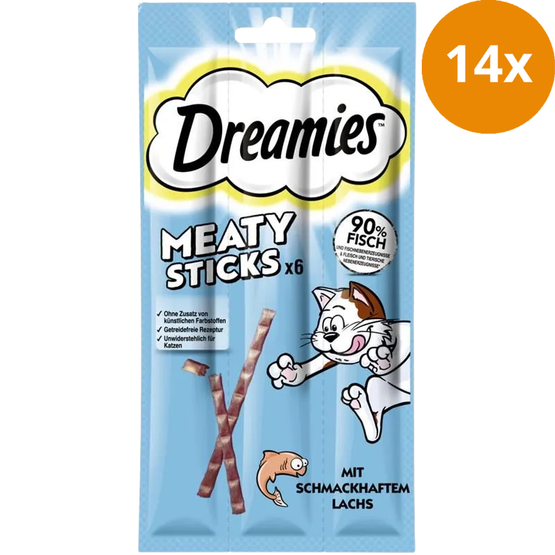 Dreamies Cat Snack Meaty Sticks Lachs 6x5g