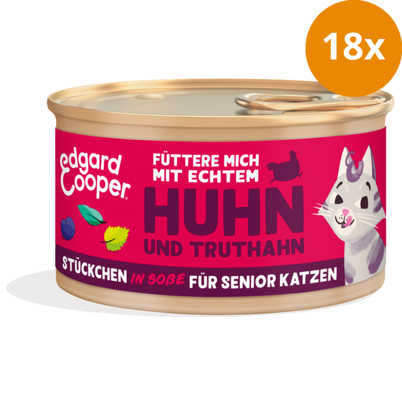 Edgard & Cooper Stückchen in Soße Senior Freilauftruthahn und Freilaufhuhn mit Blaubeeren, Nesselblätter 85g