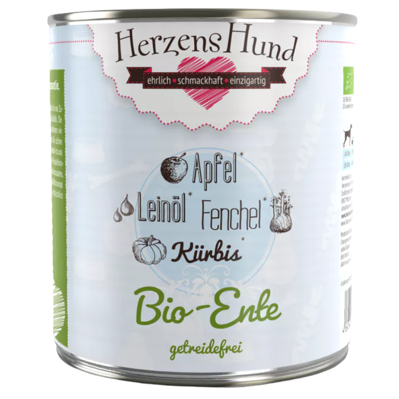 Herzenshund Bio-Ente mit Bio-Gemüse 800 g getreidefrei