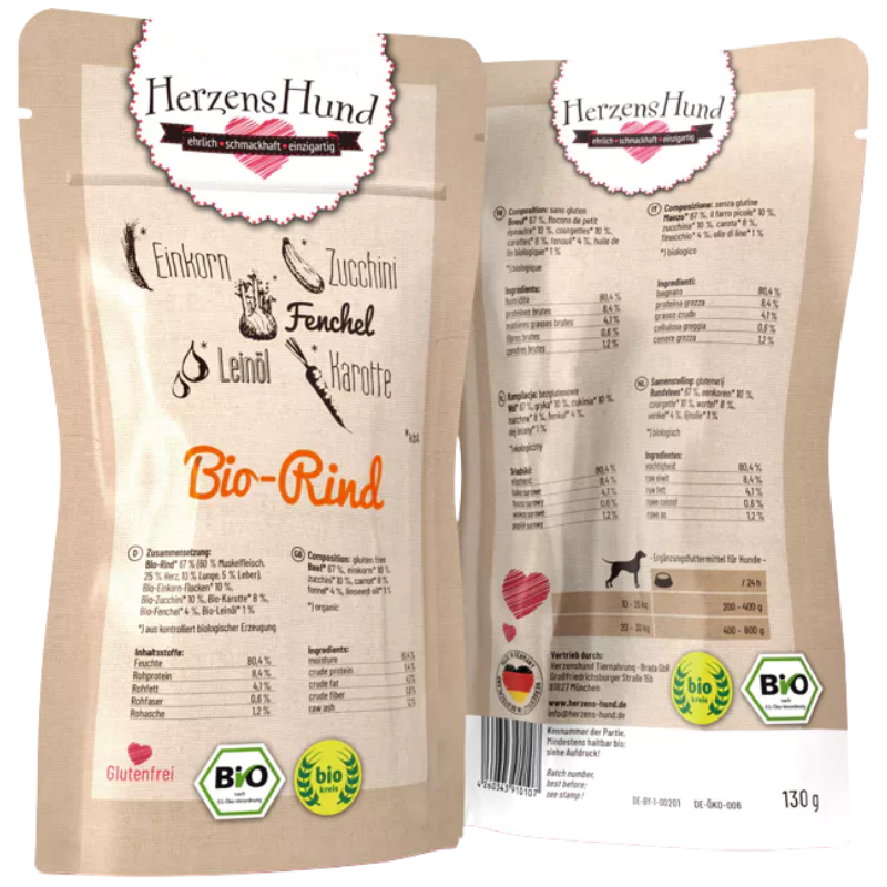 HerzensHund Bio Rind mit Bio Gemüse 130 g