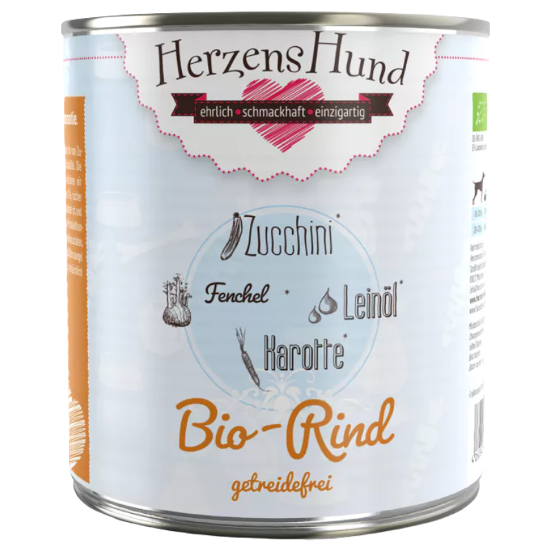 Herzenshund Bio-Rind mit Bio-Zucchini getreidefrei 800 g