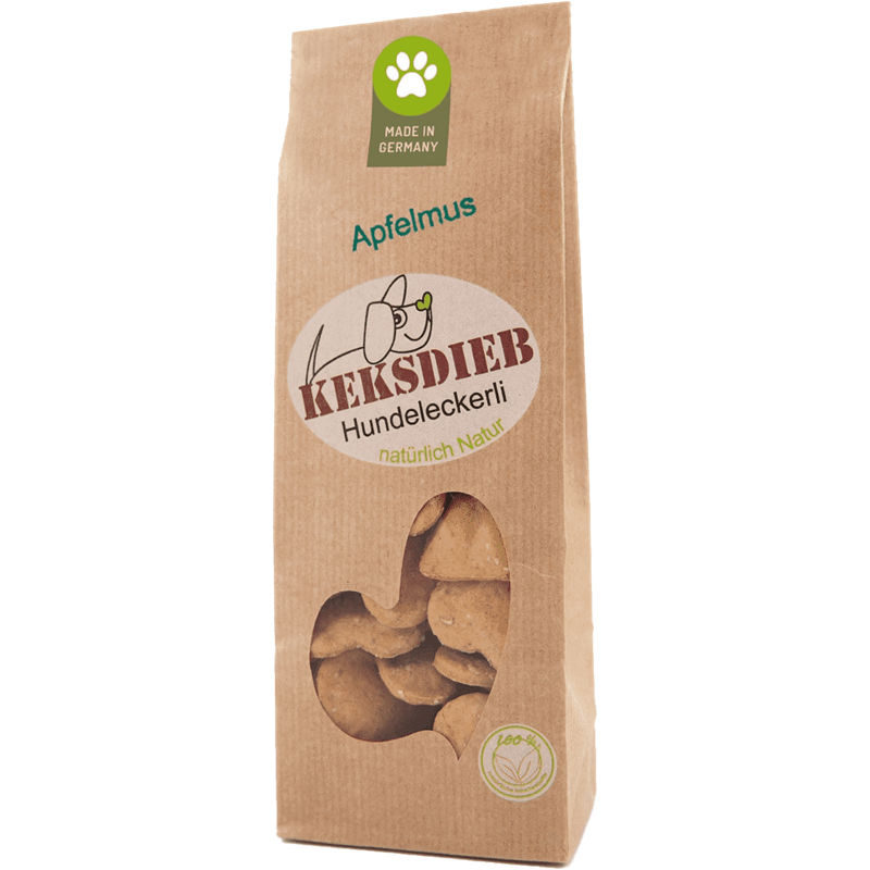 KEKSDIEB Hundeleckerli Apfelmus Herzen 100 g