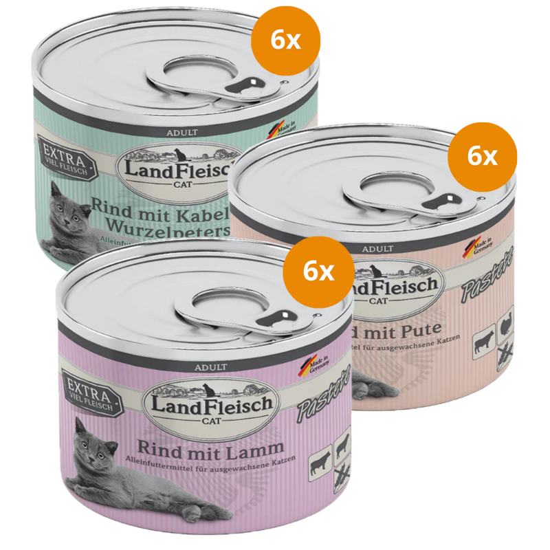 LandFleisch Cat Pastete 195 g - Mix Sparpaket