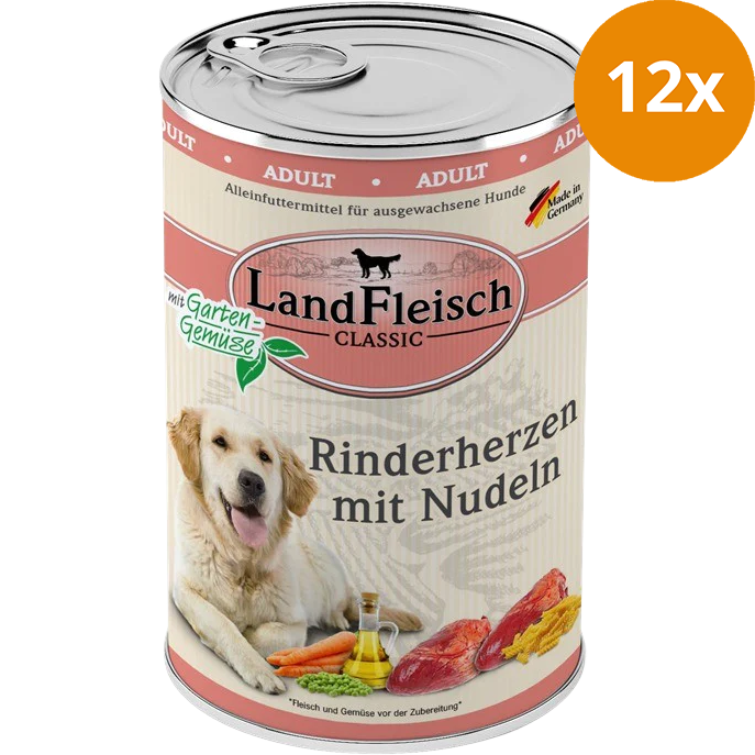 LandFleisch Dog Classic Rinderherz mit Nudeln 400 g