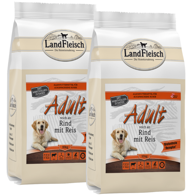 LandFleisch Dog Trocken Adult Rind mit Reis