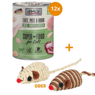MAC's Cat Ente, Pute, Huhn 12 x 800 g + GRATIS TRIXIE Spielmaus