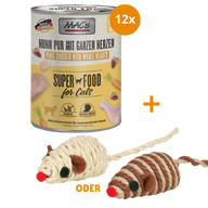 MAC's Cat Huhn mit ganzen Geflügelherzen 12 x 800 g + GRATIS TRIXIE Spielmaus