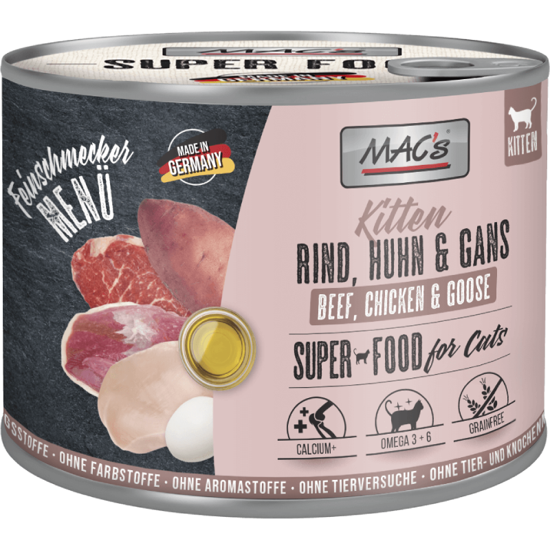 MACs Cat Feinschmecker Kitten Rind, Huhn & Gans 200g