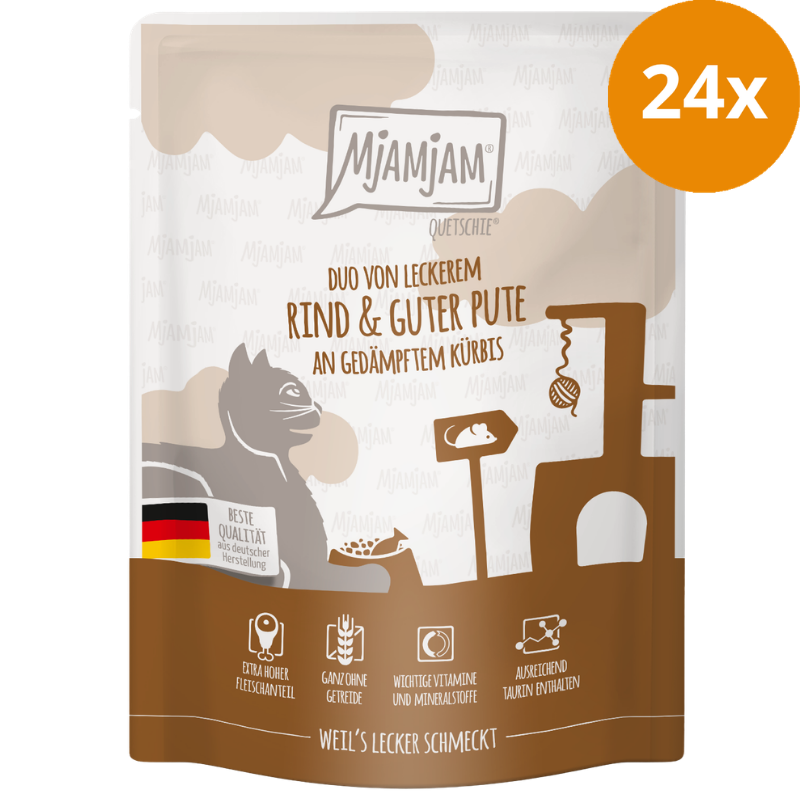 MjAMjAM Quetschie DUO Rind + Pute Kürbis 300 g