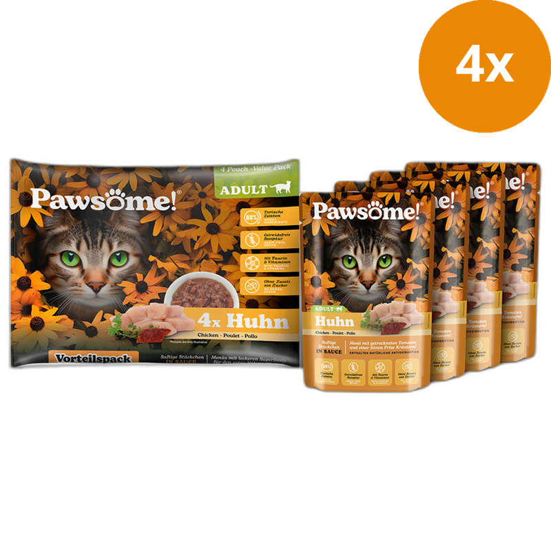 Pawsome! Adult Huhn 4 x 85 g Multipack