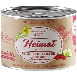 Sanabelle Heimat Dose frische Forelle & Landente mit Zucchini, Karotte und Johannisbeere 200 g