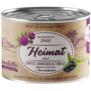Sanabelle Heimat Dose zartes Hühnchen & Forelle mit Erbsen, Kartoffel und Aroniabeere 200 g