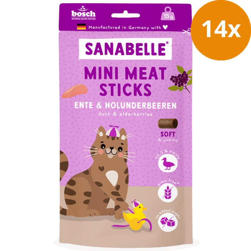 Sanabelle Mini Meat Sticks Ente & Holunderbeeren 55 g