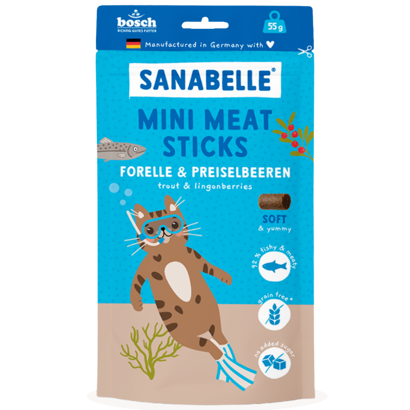 Sanabelle Mini Meat Sticks Forelle & Preiselbeeren 55 g