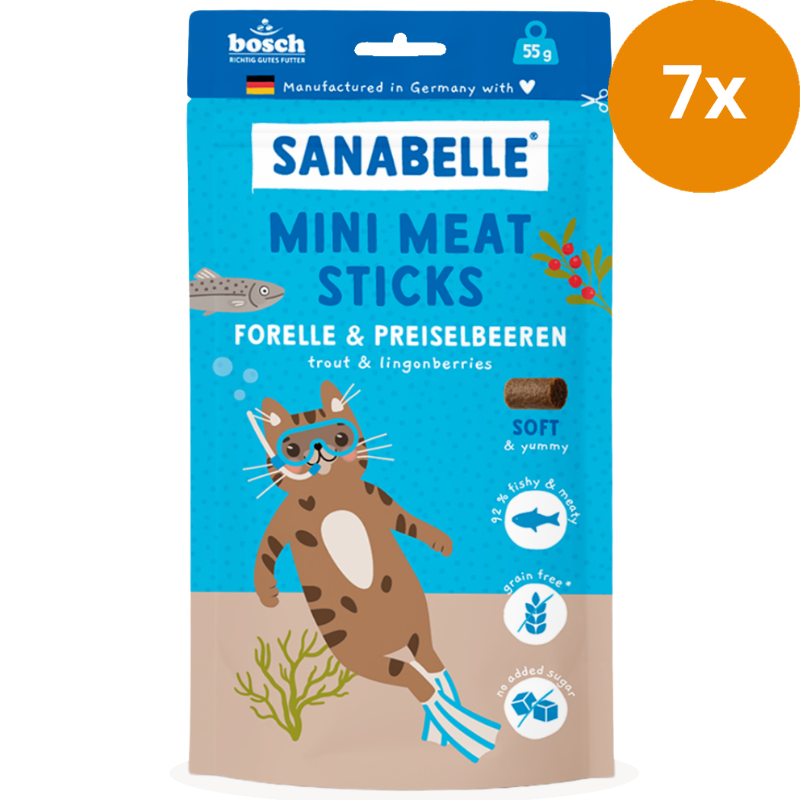 Sanabelle Mini Meat Sticks Forelle & Preiselbeeren 55 g