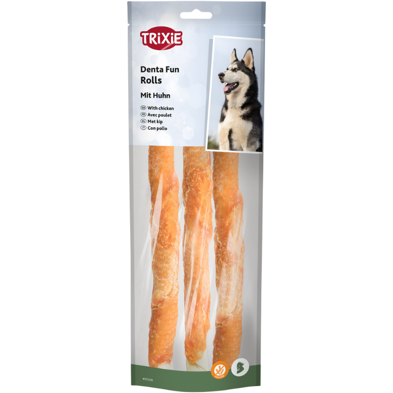 TRIXIE Denta Fun Kaurollen Huhn 250 g (3 Stück)