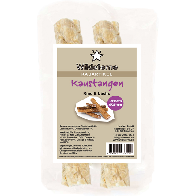 Wildsterne Kaustange Rind & Lachs 15 cm (100 g)